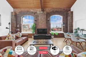 Large Industrial Style 2 Bedroom Apartment Short Term Rental & Flexible Renting Canary Wharf With Free WiFi