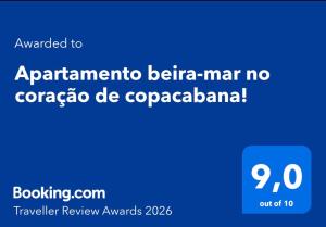Apartamento beira-mar no coração de copacabana!