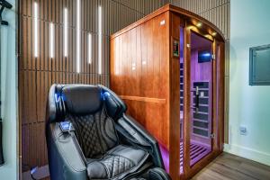 Indoor Pool Cabin with Golf Simulator Theater Spa Massage Chair EVCharger