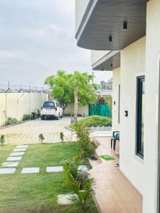 fly view airport runway with garden stay