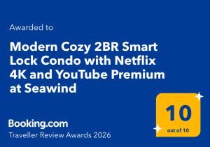 Modern Cozy 2-Bedroom Smart Lock Condo with Netflix 4K at Seawind Davao