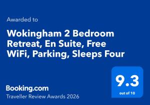 Spacious 2 Bedroom Wokingham Apartment, En Suite, Free WiFi, On Site Parking, Sleeps 4