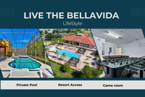Colorful home with pool, patio, kitchen, washerdryer, & game room