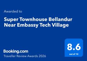 Townhouse Bellandur Near Embassy Tech Village