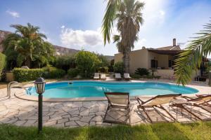 Amazing sunset with swimming pool