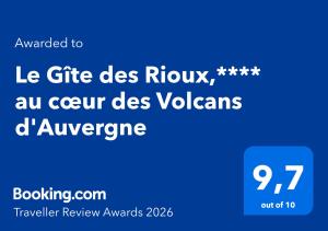 Le Gîte des Rioux,**** au cœur des Volcans dAuvergne