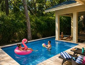Dreamy HHI Escape Pool w Swim-Up Bar Hot Tub