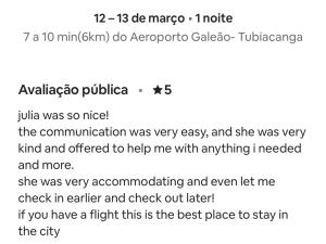 7 a 10 min 6km para Aeroporto Galeao Tubiacanga