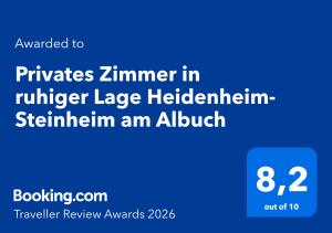 Privates Zimmer in ruhiger Lage Heidenheim-Steinheim am Albuch