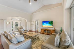 Pet-friendly home with pool, spa and steps to beach