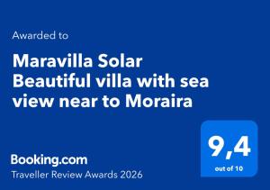 Maravilla Solar Beautiful villa with sea view near to Moraira