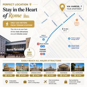 100mt from Rome Termini Bright 2BR Apartment