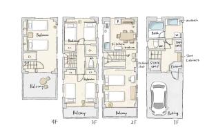 OMOYI-HOUSE Spacious 4BR Sleeps 8 in Shinjuku-Yoyogi Private 4 Floors with Big Balcony Near Gyoen Takashimaya Isetan
