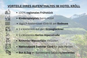 Hotel Gasthof Kröll, 1x Großglockner kostenlos, Kinder bis 12 Jahre frei, Restaurant mit regionaler Küche