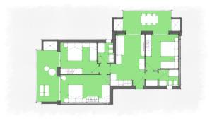 Spacious three-bedroom flat in a new residence
