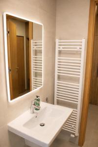 ENJOYHARRACHOV Atraktivní klidné studio 3 v centru Harrachova s parkováním, velkou terasou, Wifi-WLAN, SAT zdarma, možností dobíjení auta, výhledem do zahrady a na romantický kostelík jen 150m od lanovky