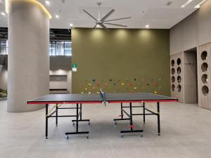 Modern studio with balcony, pool & coworking space