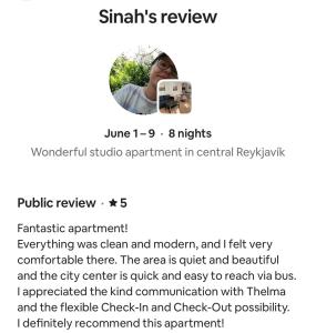Wonderful studio apartment in central Reykjavík
