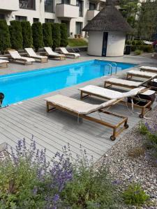 2 rooms apartment in Palanga Maluno Vilos in the first floor with heated pool and free parking