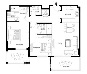 StayShort - Stylish 2 Bed Apartment in Silicon Oasis for 6 with Balcony