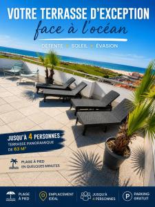 Une des plus belles vues de Biscarrosse Plage Terrasse panoramique de 63 m2 face ocean vue mer exceptionnelle plage a pied emplacement unique parking gratuit