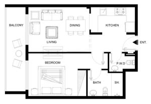 StayShort - 1 Bed Apartment in JVC that Sleeps 2 with Balcony