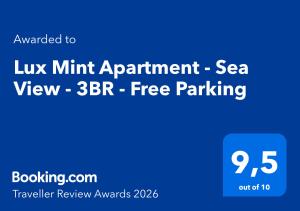 Lux Mint Apartment - Sea View - 3BR - Free Parking