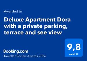 Deluxe apartment Dora with a private covered parking see view