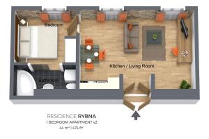 One-Bedroom Apartment room in Residence Rybna