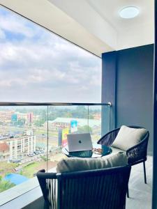 Elegant luxury three bedroom apartment with swimming pool fully equipped gym children playing ground ample parking space and amazing scenic view