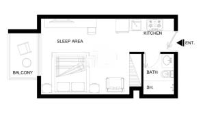 StayShort - Premium New Studio in Arjan that Sleeps 3