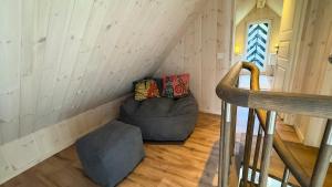 Wooden house in traditional Lithuanian village style