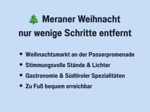 Winterstimmung in Meran - Apartment Piave - Ideal für Paare - Weihnachtsmarkt Restaurants & Altstadt bequem zu Fuß - kleine Garage - Bus 2 Min - Südtirol Guest Pass inklusive