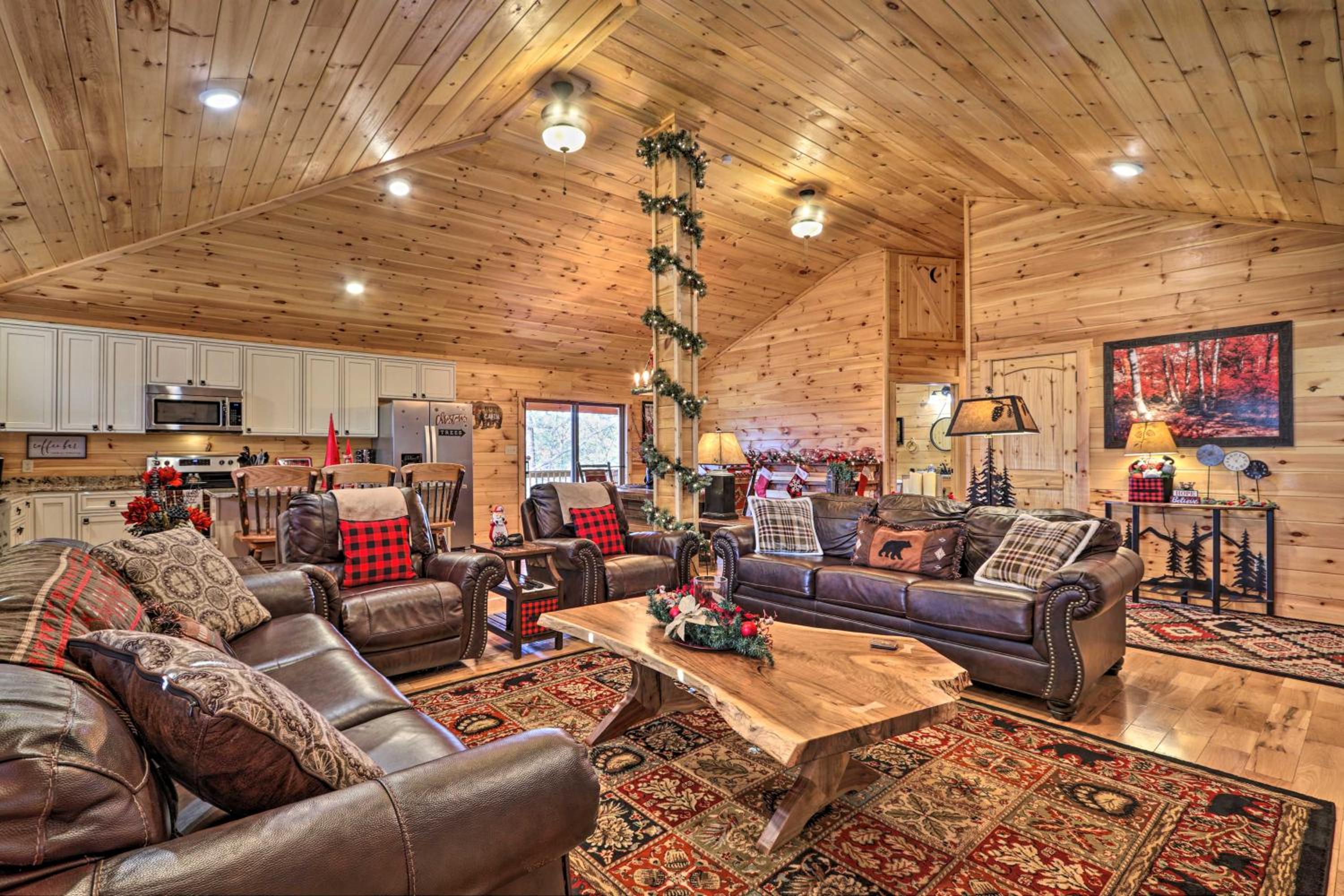 Luxe Cabin with Hot Tub, Theater, Pool Table, Arcade Images