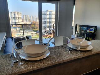 APARTAMENT WŚRÓD 1000cy ŚWIATEŁ - z parkingiem w hali garażowej- duży balkon z leżakami - piekny widok nocą na panoramę Tysiaclecia - Katowice - 5