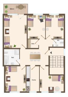 TOP Monteurwohnung mit Balkon, 5 Zimmer, voll ausgestattet, Wäsche inklusive, kostenfreier Parkplatz und WLAN - IL01 - 8