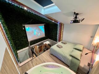 Capsule Safari - Jacuzzi - Nintendo Switch - Netflix & Home cinéma - Pouf géant - Filet suspendu - Douai - 8