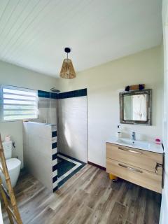 Chambre et SDB privative Roucou vue Mont Pelée dans maison partagée - Le Morne Rouge - 8