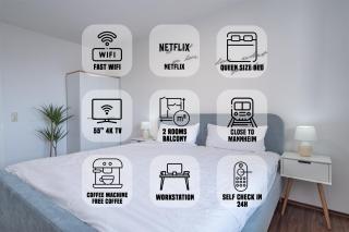 Schöne 2 Zimmerwohnung mit UHD-TV, großem Balkon und Hängematte - Lampertheim - 9