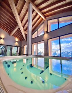 Vue panoramique sur les montagnes plein Sud - T2 Skis aux pieds, Piscine & Spa - Flaine - 8