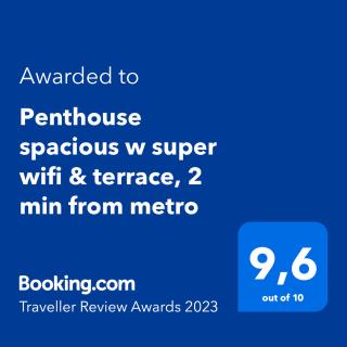Penthouse spacious w super wifi & terrace, 2 min from metro - Atene - 8