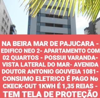NA BEIRA MAR DE PAJUCARA - EDIFICO NEO 2- APARTAMENTO COM 02 QUARTOS - POSSUI VARANDA- VISTA LATERAL DO MAR- AVENIDA DOUTOR ANTONIO GOUVEIA 1081- CONSUMO ELETRICO É PAGO No CKECK-OUT 1KWH É 1,35 REIAS -TEM TELA DE PROTEÇÃO- - Maceió - 0
