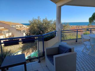 Plain-pied, terrasse, piscine, pleine vue mer, plage à 6' à pied, parking, wifi - Fleury - 3