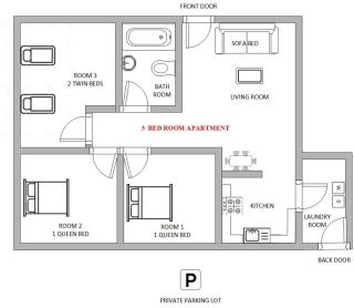 1 or 3 Bedroom Apartment with Full Kitchen - Page - 8