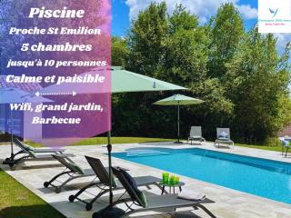 Vacances au calme à Litout, Piscine, Clim, 10 personnes, proche St Emilion - 9