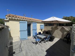 Charmante villa climatisée T2 mezzanine, 6 pers, terrasse ensoleillée, proche plage et commerces - FR-1-106-37 - Saint-Cyprien - 0