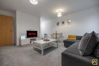 Modern 1 bed in central MK, Free Parking, Smart TV, Manhattan House By Valore Property Services - 7