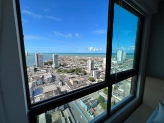 Apartamento com VISTA maravilhosa no bairro do Pina! Cozinha completa, Wi-Fi, Ar Condicionado e máquina de lavar - Condomínio com Estacionamento, Recepção 24h, Piscina e Academia - Recife - 5