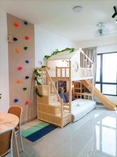 Japandi Family Play Suite with Slide Bunk Bed - 0