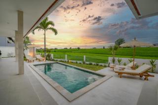 Santorini Sunset NEW 4 BR villa with beautiful rice paddy view and a large pool - Canggu - 0
